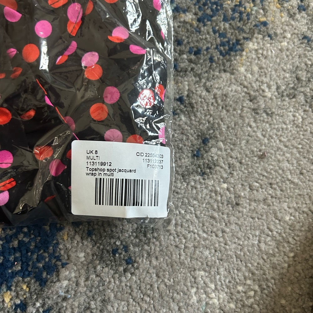 Topshop spot jacquard wrap dress in multi Size 4 - Picture 6 of 7